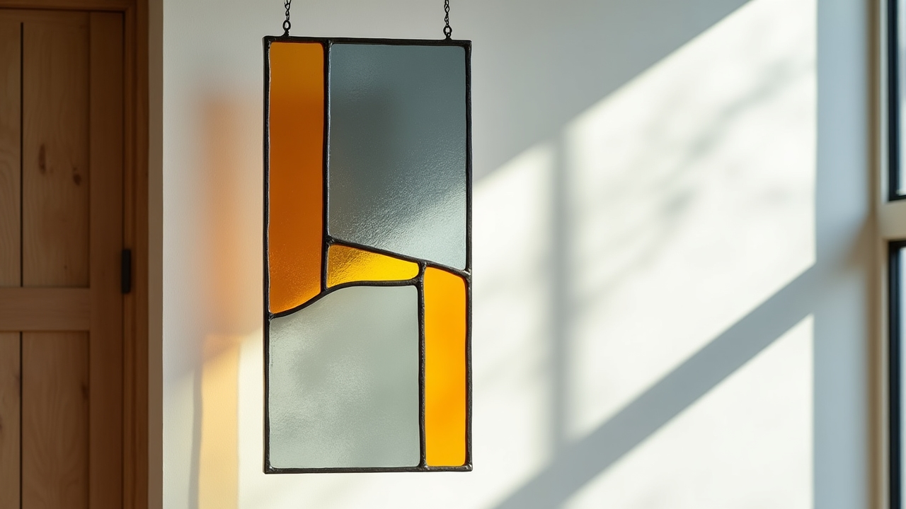 Panneau abstrait contemporain en verre